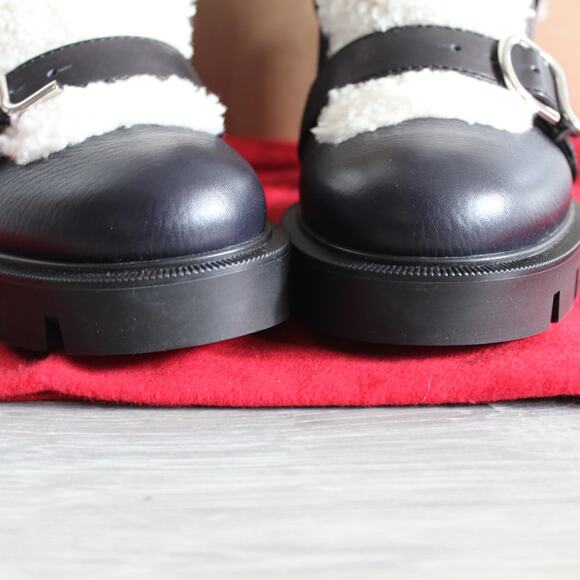 Christian Louboutin Black Cream Pole Chic 70mm Shearling Heeled Ankle Boot - Picture 5 of 12